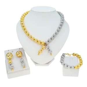 Costume Fashion High Quality Jewelry Big Earrings Brazilian Gold Jewelry Sets for Woman Wedding Jewelry