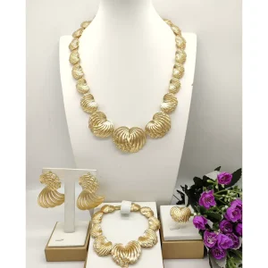 Costume Fashion High Quality Jewelry Big Earrings Italian Gold Jewelry Sets for Women FHK
