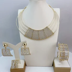 Costume Fashion High Quality Jewelry Big Earrings Italian Gold Jewelry Sets for Women FHK21802
