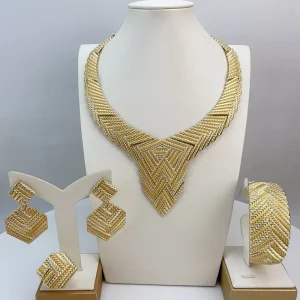 Costume Fashion High Quality Jewelry Big Earrings Italian Gold Jewelry Sets for Women FHK21803