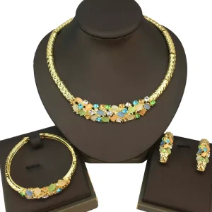 Costume Fashion Jewelry Big Earrings Dubai Gold Jewelry Sets for Women FHK17061
