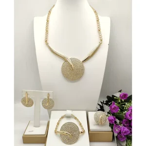 Costume Fashion Jewelry Big Earrings Italian Gold Jewelry Sets for Women FHK
