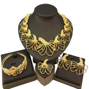 Costume Fashion Jewelry Big Earrings Italian Gold Jewelry Sets for Women FHK18829