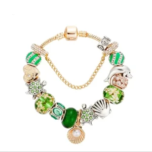 Costume Jewelry Charm Bracelet Gold Pearl Shell Charm Bracelet