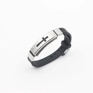 Costume Jewelry Classic Cross Bracelet With Stainless Steel Clasp and Leather Bracelet Men