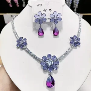Costume Jewelry Crystal Jewelry Set Water Resist Non Fade Crystal Zircon Jewelry Set Jewelry Suite