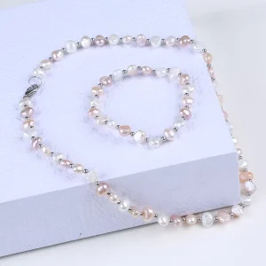 Costume Jewelry Set Freshwater Pearls Necklace and Bracelet Bead Jewelry Sets