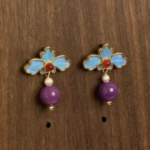 Costume Jewelry for Women Fine Stud Earrings Diy Copper Alloy Trendy Pearl Colorful Party Earrings