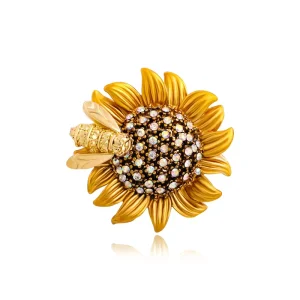 Costume Jewelry for Women Flower Bee Sunflower Brooch Pins Fashion Crystal Broches Vintage Jewelry Broche Pins