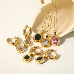 Costume Ornaments Jewelry Set For Women Fashion Pendant Necklace Earrings Party Gift Accessories