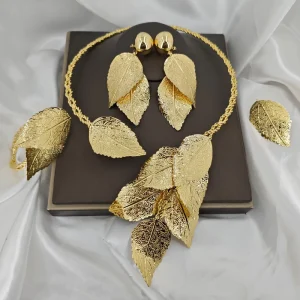 Costume Trendy Luxury Fashion Popular Wedding Copper Gold Plated Party Gift Anniversary Engagement Jewelry Set