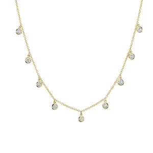 Costume Women Jewelry Gold Plated Zircon Bezel Chandelier Necklace Women
