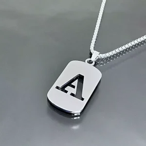 Creative 26 English Alphabet Hollow Pendant Necklace Punk Style Stainless Steel Charm Necklace for Party