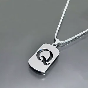 Creative 26 English Hollow Pendant Stainless Steel Charm Necklace