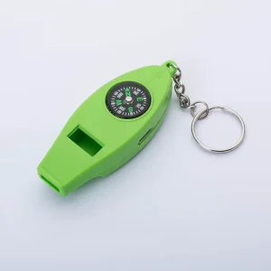 Creative 4 in 1 Multifunctional Plastic ABS Durable Keychain Magnifying Glass Compass Thermometer Whistle Custom Logo