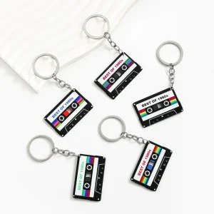 Creative Acrylic Retro Music Tape Keychains Personalized Car Keychain Bag Pendant Accessory Keyring for Audiophile Music Fan