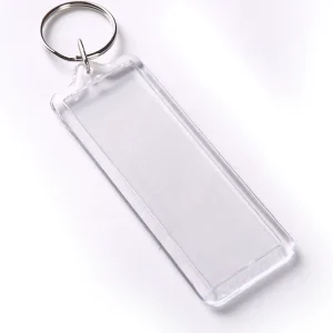 Creative Anti loss Plastic Keychain DIY Blank Photo Modern Rectangular Double sided Photo Frame Pendant Inner Diameter 7.5*2.5CM