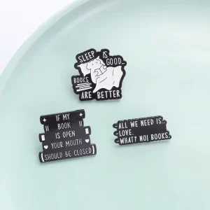 Creative Antique Literary Theme Zinc Enamel Brooch Sleeping Book for Fashion Jewelry Badge for Women Girls Kids Birthday