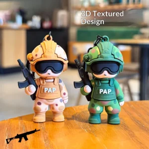 Creative Armored Police Soldier Series Cartoon Military Pendant Car Keychain Decoration Promotional Gift Model 001