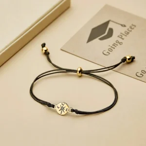 Creative Black Braided Compass Bracelet for Back to School Season New Graduation Fashionable Charm Bracelets