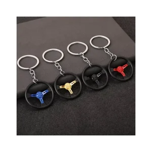 Creative Black Steering Wheel Keychain Woman Man Fashion Schoolbag Car Key Pendant Couple Trinket Gift Keyring