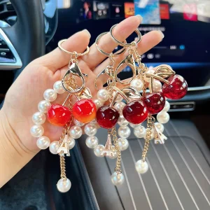 Creative Bow Pearl Chain Women’s Fashion Bag Pendant Car Keychain Personality Multiple Design Options in Stock