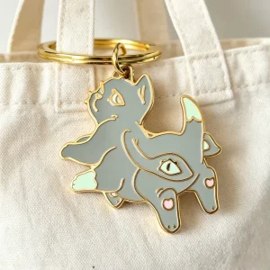 Creative Cartoon Cat Design Hard Enamel Keychain Metal Charm Gold Plated Keychains for Bag Decoration
