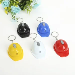 Creative Customized Logo Metal Bottle Manual Opener Plastic Mini Safety Helmet with LED Light with Key Chain Pendant Craft