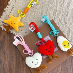 Creative Cute Fashionable Plush Cartoon Doll Keychain Pendant Sweet Girl Heart Bag Fluffy Soft 100% Polyester Accessories
