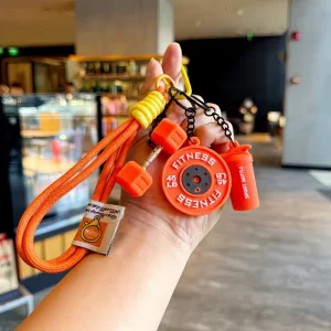 Creative DIY PVC Mini Fitness Keychain Series High Style Detachable Dumbbell Charm Couples Bag Pendant