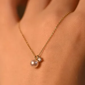 Creative INS Fashion Pure 925 Sterling Silver Freshwater Pearl Shiny Zircon Pendant Necklace for Women Girls Jewelry