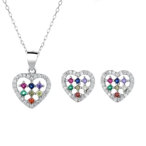Creative Lovely Heart shaped Pendant Rainbow Colored Love Heart Earrings