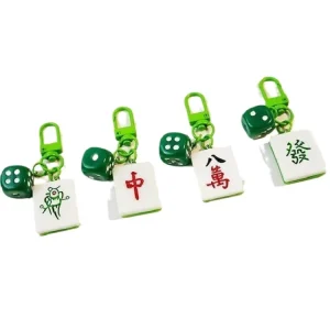 Creative Mahjong Simple National Fashion Car Keychain Men’s Women’s Rich and Red Bag Pendant Gift Key Chain Ring