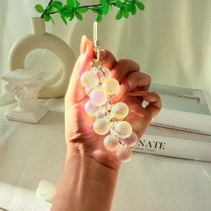 Creative Metal Acrylic Grape Keychain Bubble Bead Pendant Cute Car & Bag Accessory Available