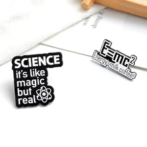Creative Metal Crafts Fun Energy Quote Letters Phrases Brooch Lapel Badges ‘Science Is Magic’ Pin for Clothes and Bags