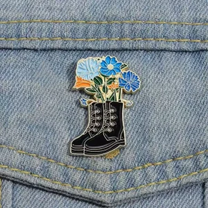 Creative Metal Crafts Funny Potted Plant Lapel Badge Brooches Shoes Flowers Boots Enamel Pins for Clothes & Jewelry Accessories