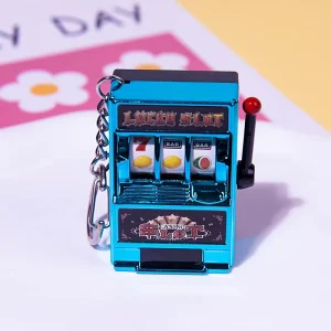 Creative Mini Digital Fruit Lottery Machine Keychain Rotating Toy Simulation Model Key Ring