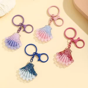 Creative New Night Light Shell Ocean Flower Keychain Pendant Cute Shell Car Bag Hanger