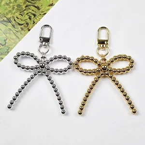 Creative Personality Zinc Alloy Pearl Bow Pendant Coin Holder Keychain Waterproof Modern Simple Bag Phone