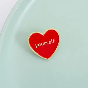 Creative Red Heart Enamel Pin Self-care Alloy Brooch Lapel Backpack Badge Fashion Jewelry Accessories Gift for Friends