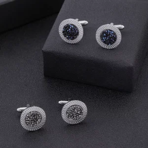 Creative Round Crystal Zircon Cufflinks for Men Luxury Shirt Clothing Accessories