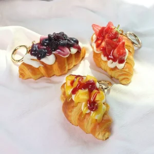 Creative Simulated Croissant Food Toy Ornaments Handmade DIY Cute Keychain Charms Bag & Key Decor Accessories