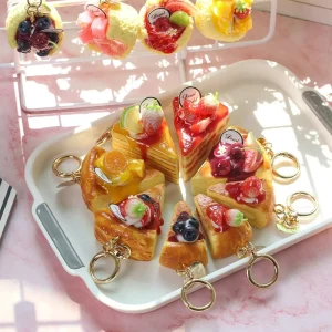 Creative Simulated Popular Layer Cake Food Toy Ornaments Creative Handmade DIY Cute Keychain Charms Bag & Key Decor Accessories