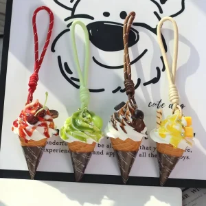 Creative Simulation Dessert Ice Cream Pendant Keychain for Bag Hanging Decoration