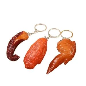 Creative Simulation Food Keychain PVC Model Chicken Wings Chicken Legs Pig Trotters Food Toy Keyring Car Phone Bag Pendant Gift