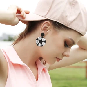 Creative Sports Soccer Style Earrings Handmade Beaded Earrings Fashion Jewelry