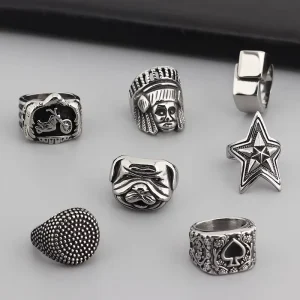 Creative Styling Punk Hip Hop Style Titanium Steel Retro Wide Face Fashion Men’s Ring