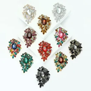 Creative Versatile Flower Shape Large Rhinestone Metal Brooch Badge For Brunch With Friends And Weekend Market