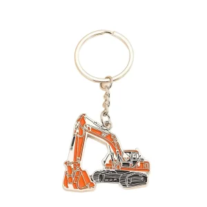 Creative Zinc Alloy Stereo Excavator Backhoe Keychain Pendant Charms Car Key Accessories Jewelry for Boy Girls Gifts