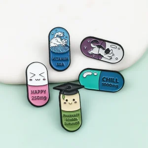 Creative and Funny shaped Pill Capsule style Cute Pins Personalized and Exquisite Macaron colored Versatile Brooches